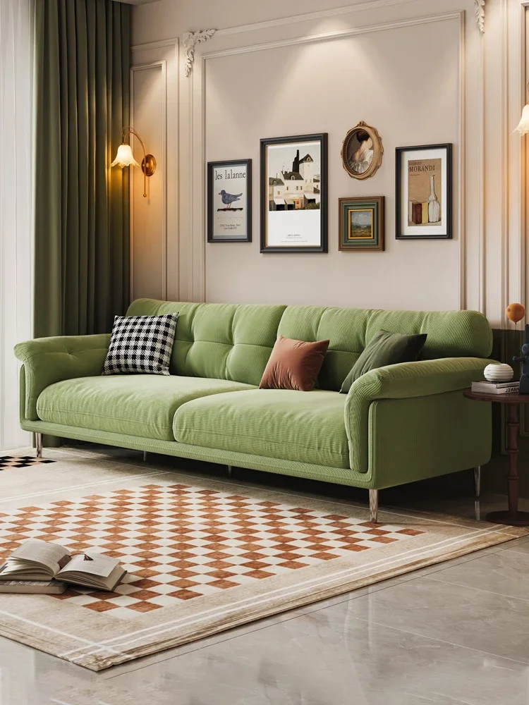 

French retro style fabric sofa, living room corduroy sofa
