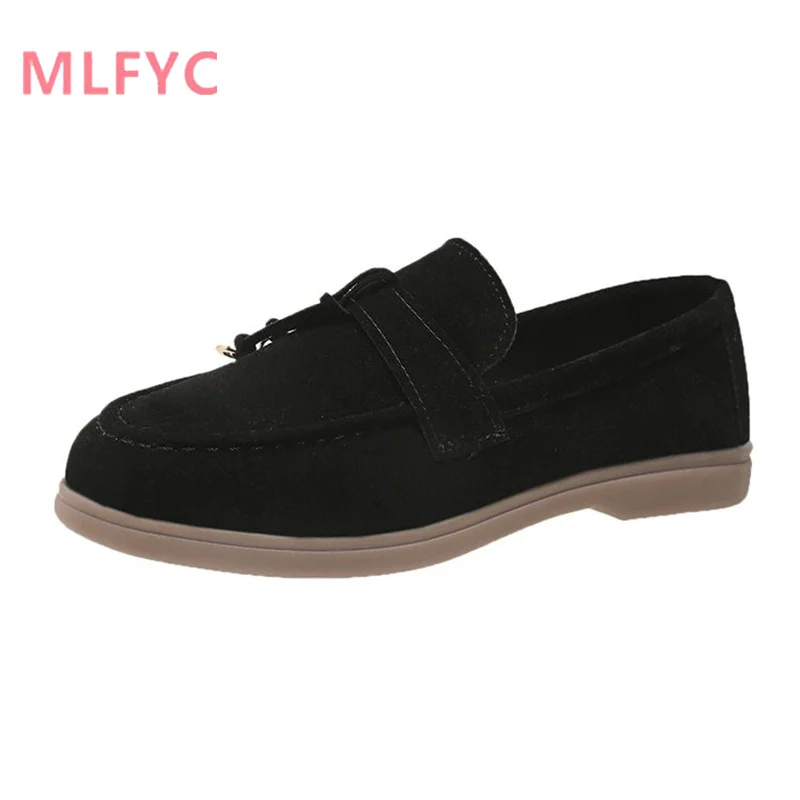 New Spring/Summer 2023 Women's Lazy Step on Flat Bottom Comfortable Low Heel Round Toe Large Single Shoe