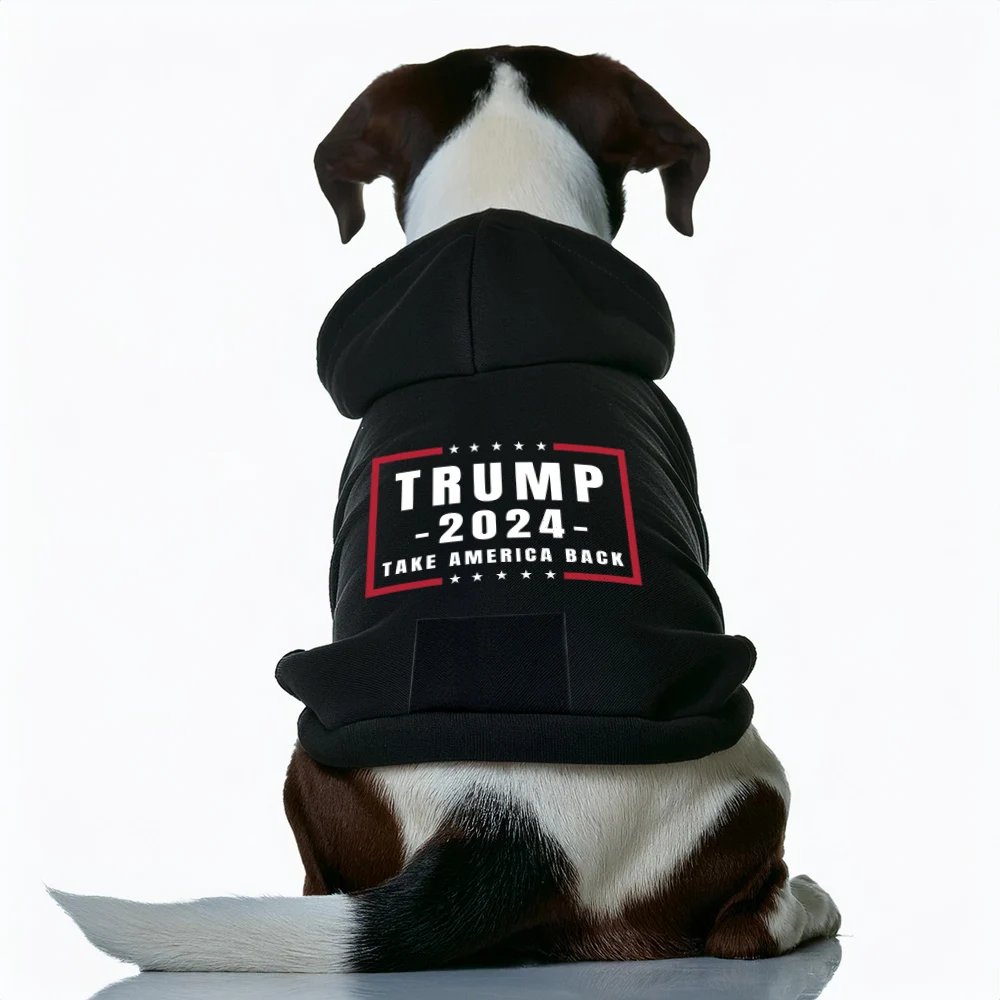 Sweat à capuche chiens imprimé président américain (Trump 2024 ou Harris Walz) - 2025 - Doglovedesign : Vêtement et accessoires pour chiens