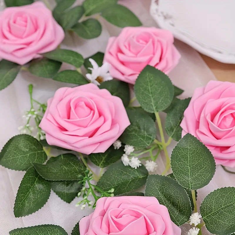 Cloudecor Lot de 15 Roses artificielles en Soie réaliste au Toucher réaliste pour Bouquet de mariée, Maison, Bureau, fête, Mariage (Blanc crème, 15 p