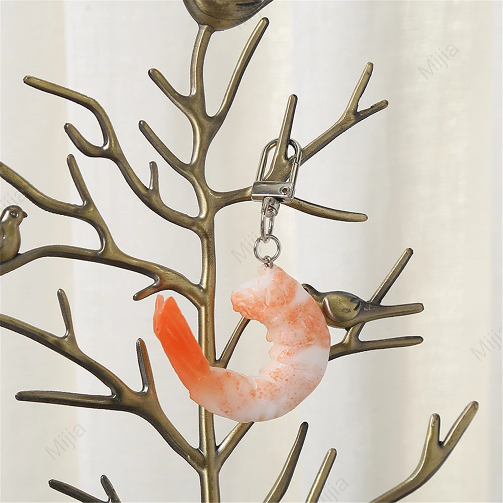 Key Chains PVC Imitation Shrimp Meat Creative Food for Women Bag Pendant Novelty Funny Scene Decoration Party Gift