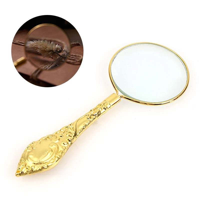 Retro 5X Magnifying Glass Handheld Magnifier Wooden Handle Optical Eye  Loupe Magnifying Glass for Reading Home Decor Ornaments - AliExpress