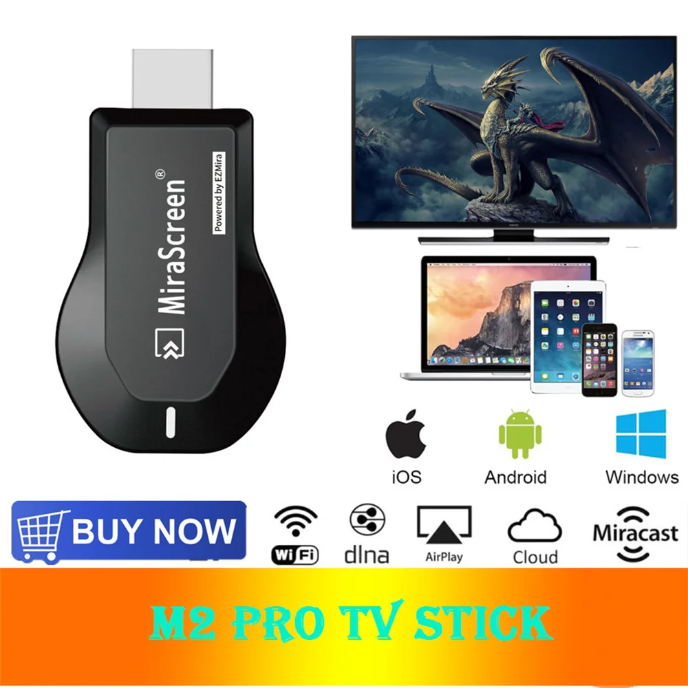 M2 Pro 무선 WiFi TV 스틱 디스플레이 TV 동글 HDMI 호환 스마트..
