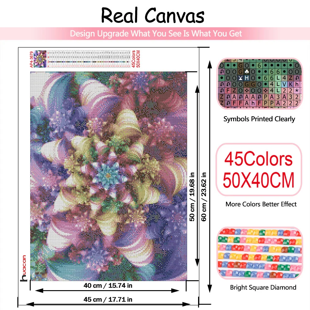 Huacan 5d Diamond Art Painting Mandala Flower Wall Stickers