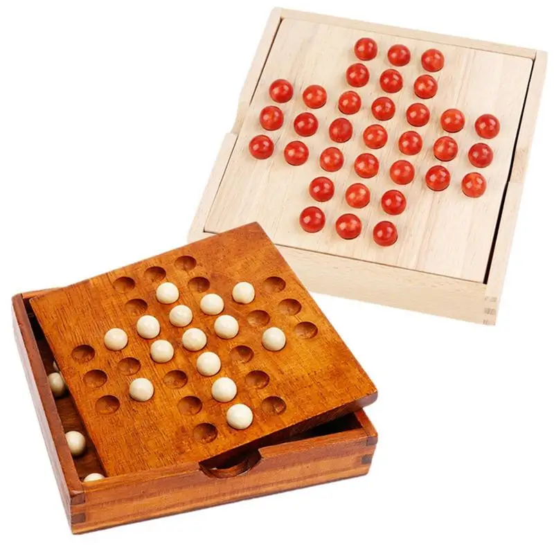 

Wooden Marble Solitaire Board Game Puzzle Parent-child Interactive Single Chess Puzzle Toy Perfect Gift For Kids Adults