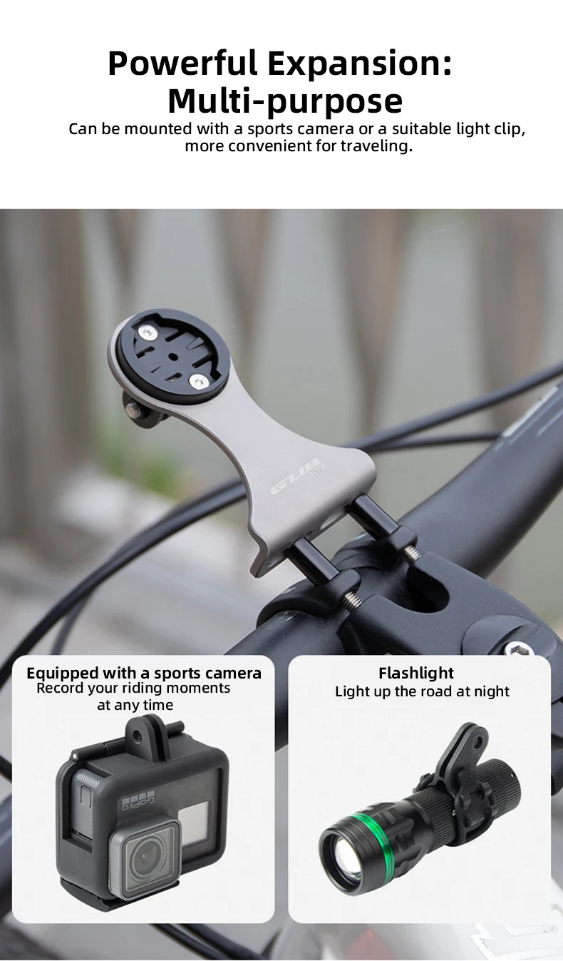 GUB Fahrradstütze aus Titanlegierung, ultraleichter Fahrrad-GPS-Ständer, langlebige Fahrrad-Verlängerungshalterung, geeignet für Bryton Garmin Wahoo – Detail 7