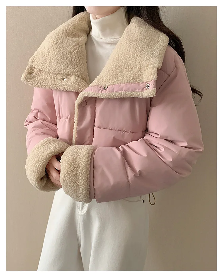 Women's Winter Tops Jacket Cotton Coat Versatile Skinny Long Sleeve Lapel Short Warm Thickened Vintage New Comfortable Versatile