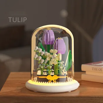 Building block flower eternal rose small particle building block assembly toy gift desktop decoration 16