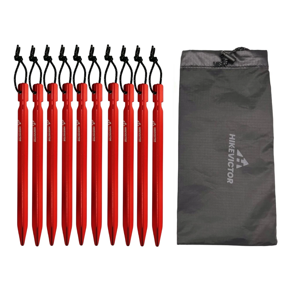 Tent Pegs 10Pcs 18cm Aluminum Alloy Tent Pegs for Camping Tents with Wind Rope and Bag
