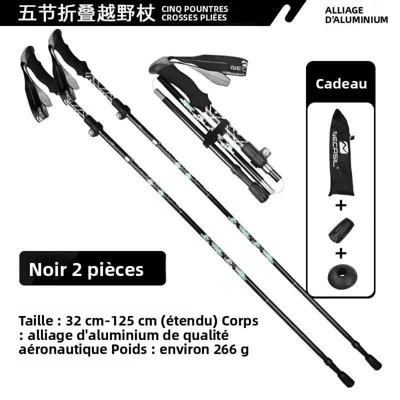 Bâtons De Randonnée Télescopiques Bergipfel Ultra Légers 270g - Pliables 37cm, Réglables 115-130cm, Aluminium Aéronautique