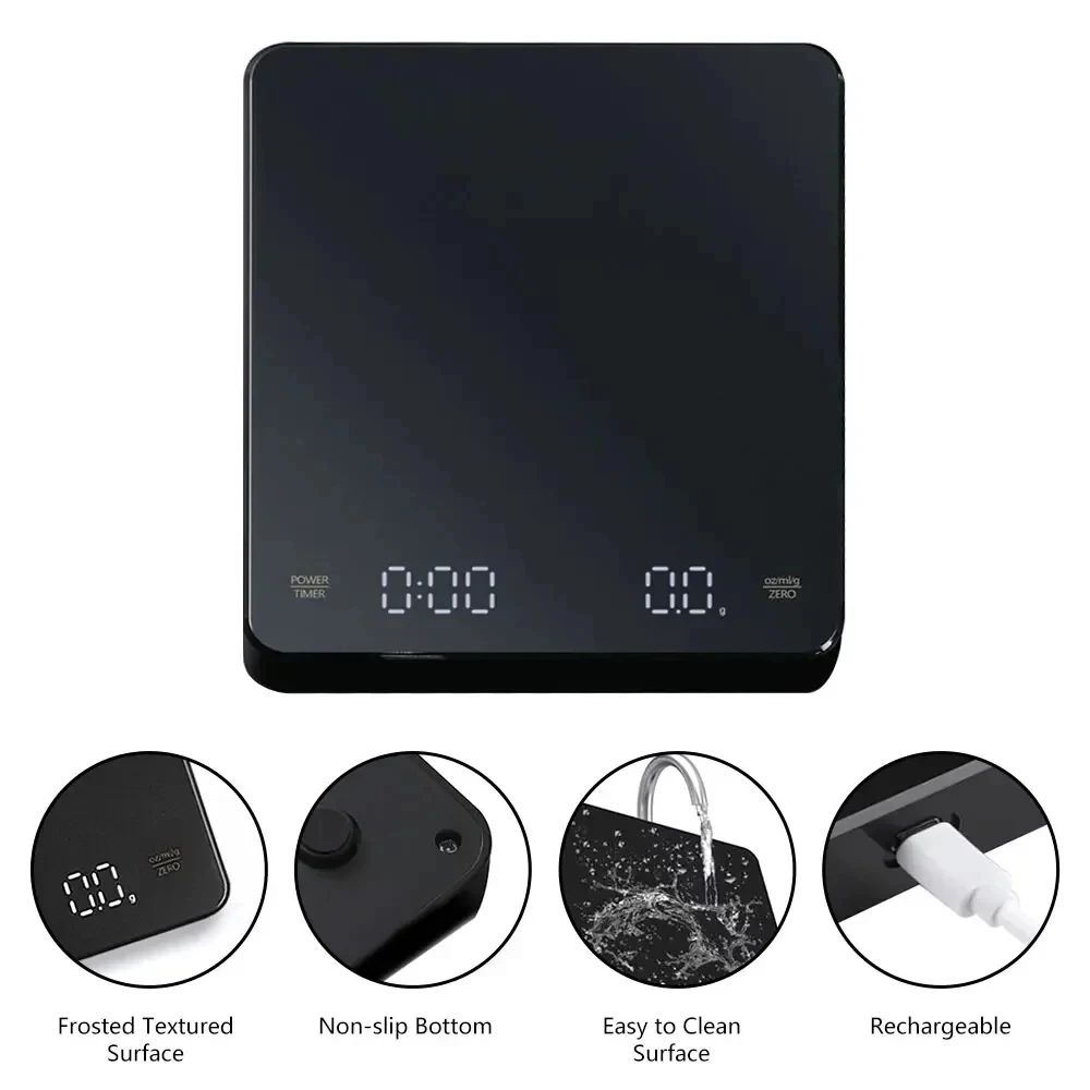 Nano Coffee Scale with Timer Espresso Scale Auto Peel Touch Sensor And Silicone Lid for Precise Tasting Home Brewing