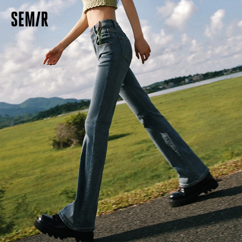 

Semir 2023 Women Jeans Autumn New Trendy Leg-length Mopping Pants Flared Legs Jeans for Women