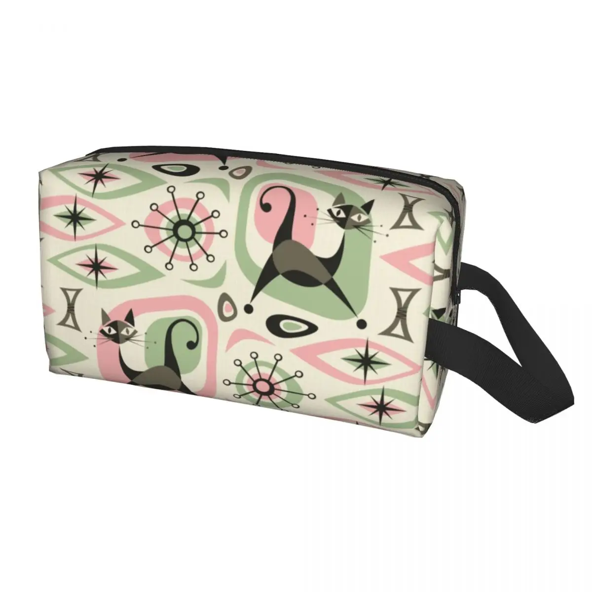 

Custom Mid Century Cat Abstract Toiletry Bag for Retro Animal Pet Cosmetic Makeup Organizer Ladies Beauty Storage Dopp Kit Case