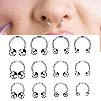 5Pcs 스테인레스 스틸 코 링 16 게이지 셉텀 피어싱 귀 나선 귀걸이 여성을위한 남성 펑크 쥬얼리 립 피어싱 반지