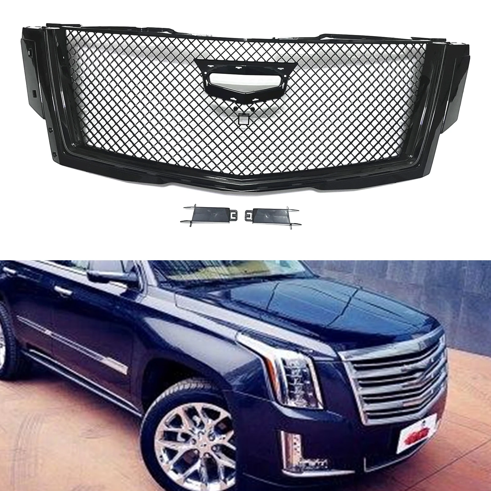 

Front Grille Grill For Cadillac Escalade 2015 2016 2017 2018 2019 2020 Honeycomb Style Black Car Upper Bumper Hood Mesh Grid Kit