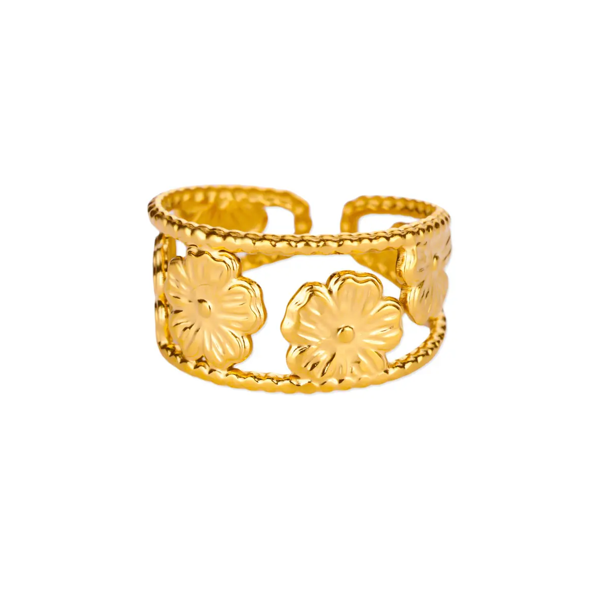 Stainless Steel Four Leaf Clover Ring