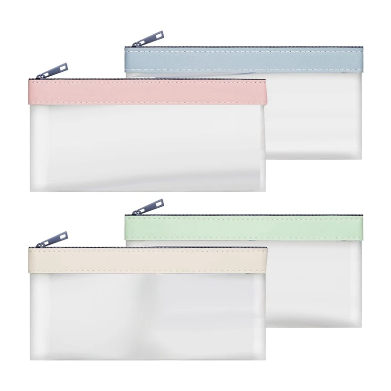 4 Pieces Money Bags With Zipper, Cash Envelopes,Money Pouch, Clear Bank Deposit Bags, Bank Bag, Cash Bag, Coin Bag 19.5 X 9.5Cm