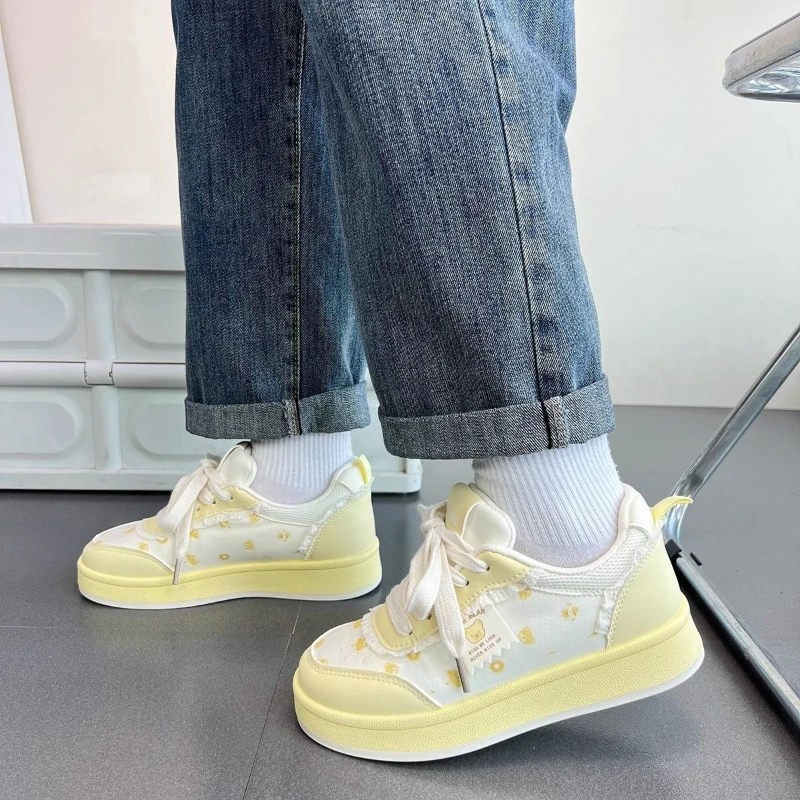 Cute Cartoon Print Sneakers for Girls Breathable School Shoes