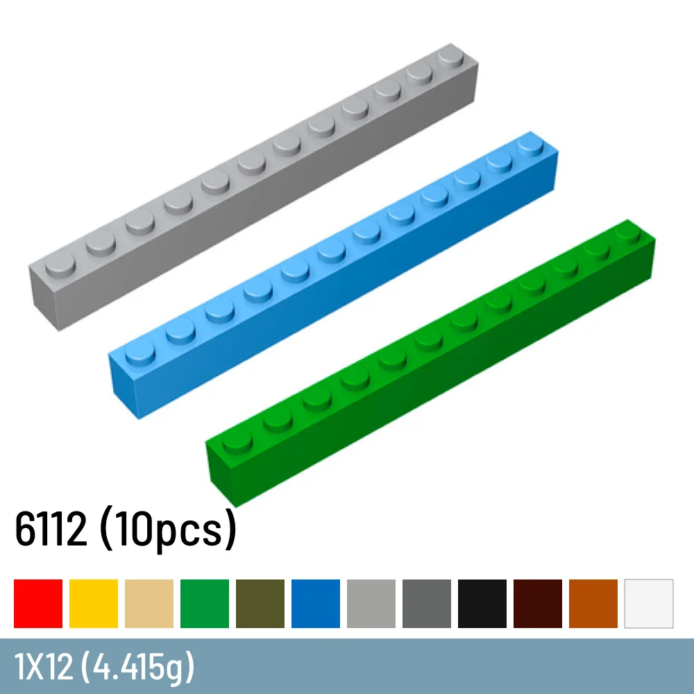 

10 Pcs / Lot DIY Building Blocks Thick Figures Bricks 1x12 Dots Size Compatible With 6112 Brick Plastic Toys for Children