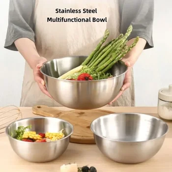 1-3 Stainless Steel Bowl Set with Scale for Cooking Baking Food Storage Large Capacity Mixing Bowls for Home Kitchen Essentials 1