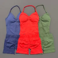 2 Piece Histello Sports Set Women Longline Strappy Top Seamless Yoga Tank Scrunch Butt Workout Shorts Suit Gym Sports Sets - Image 4