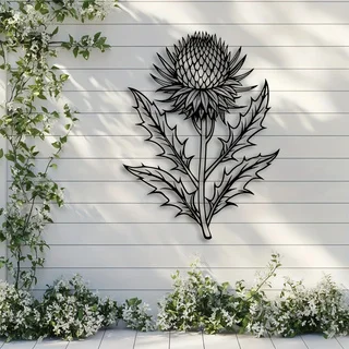 Elegant Scottish Flower Metal Wall Art Wire Thorn Flower Decoration, Indoor/Outdoor, Suitable for Home, Courtyard, Balcony-Ideal