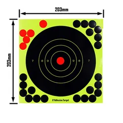 Papel adhesivo de objetivo de tiro de 8 pulgadas, pegatinas de objetivos de reactividad, práctica de entrenamiento, accesorios de caza, fijadores de pistola