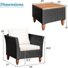 Patio Furniture Set, Patiojoy Outdoor Wicker Rattan Bistro Sofa Set w/Washable Cushion, Acacia Wood Top Coffee Table 5