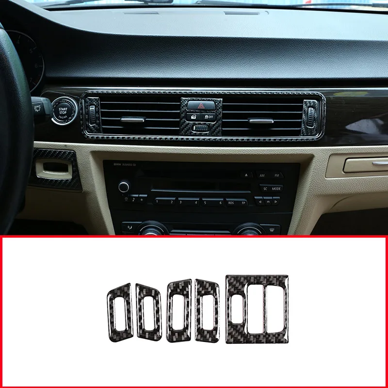 

Real Carbon Fiber Side and Center Air Conditioning Vent Frame Stickers Trim For BMW 3 Series E90 E92 2005-2012 Car Accessories