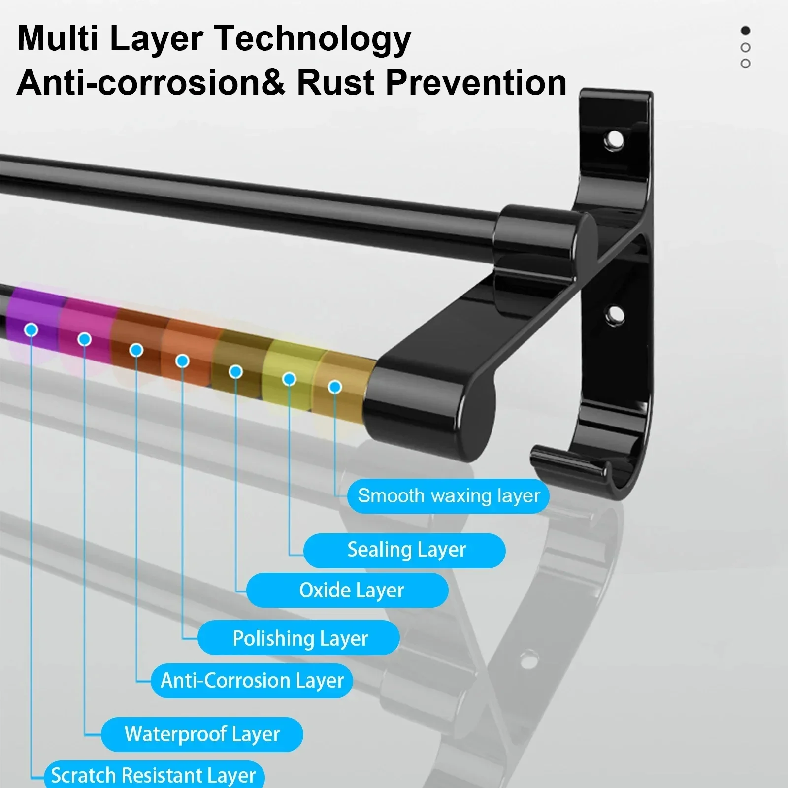 40/50/60CM No-Nail Bathroom Towel Bar Bathroom Accessories Towel Holder Aluminium Double Bar 2 Tier Shower Hand Holder