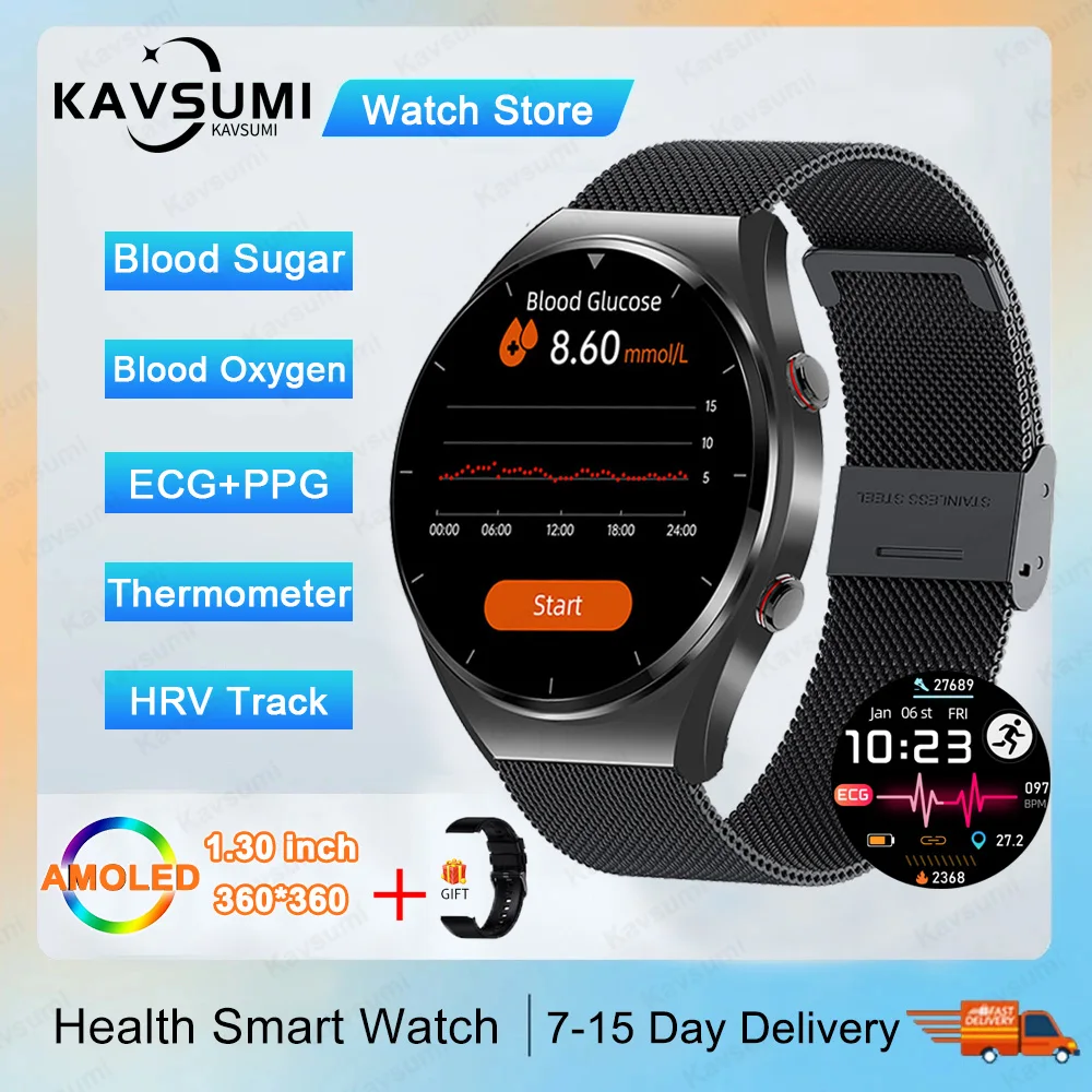 

2023 New Smart Watch Men ECG+PPG Sangao Laser Health Heart Rate Blood Pressure Fitness Watches IP67 Waterproof Sport Smartwatch