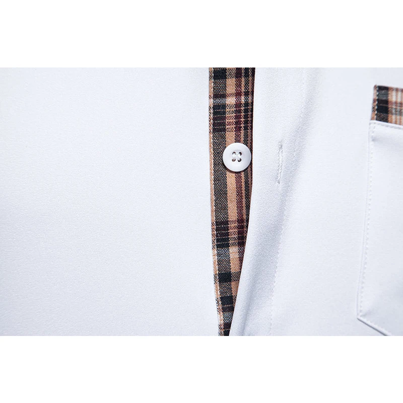 2024 Summer New Men's Casual Short-sleeved Shirt Fashion Plaid Collar Formal Tie Button Short-sleeved Shirt