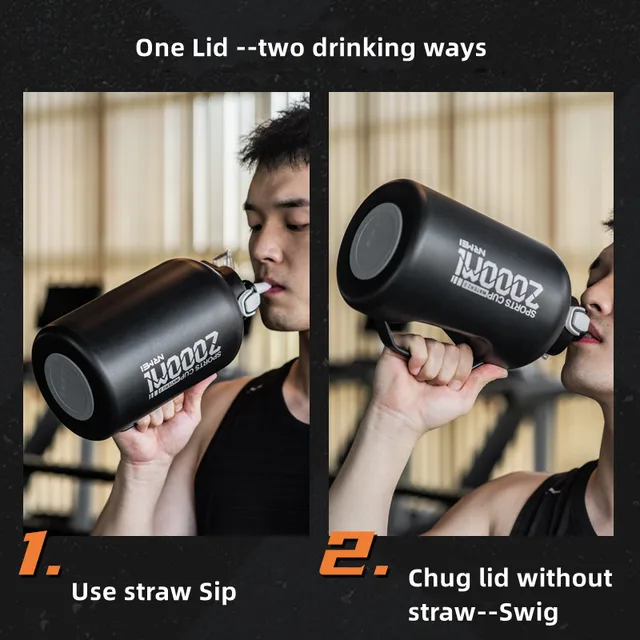 Bouteille d'eau 1.5/2L avec poignée et paille, bouteille Thermos en acier inoxydable, pichet d'eau Portable de grande capacité pour l'extérieur, pour le Sport et la salle de Sport 4