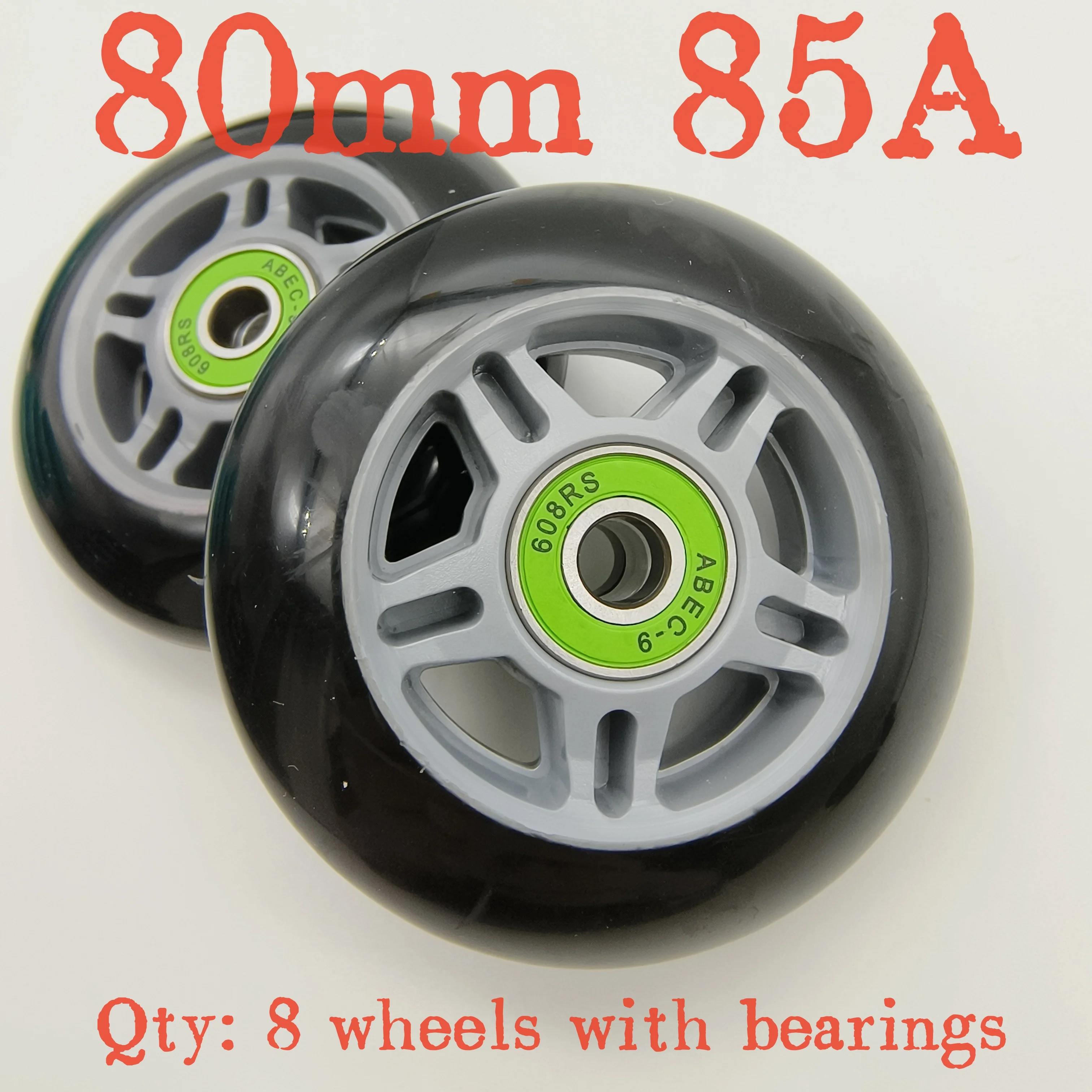 Roller Skating Wheels Inline skate wheel 80mm 85A smooth mute bearing abec-9 608z 8wheels/lot