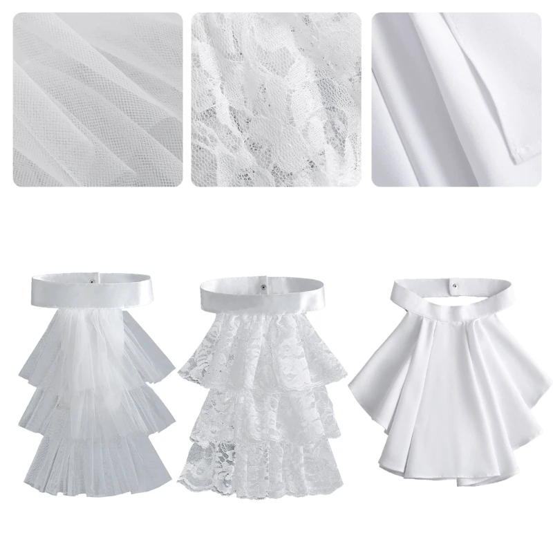 Elegantes viktorianisches Kostümkragen, gerüschte Spitze, Jabot-Halskragen für Halloween-Partys, Cosplay, Vampire-Kostümkragen – Detail 21
