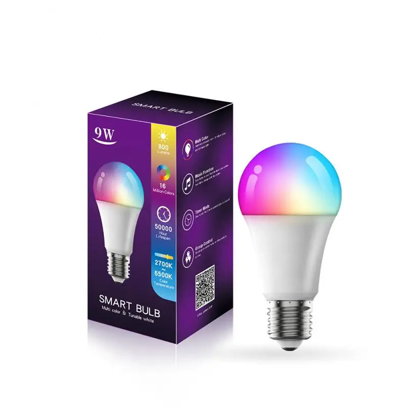 

Светодиодная Rgb лампа с регулировкой яркости, 9 Вт, E27, B22, лампочка 2700k-6500k, лампочка с поддержкой Alexa Home, Ifttt, пять направлений