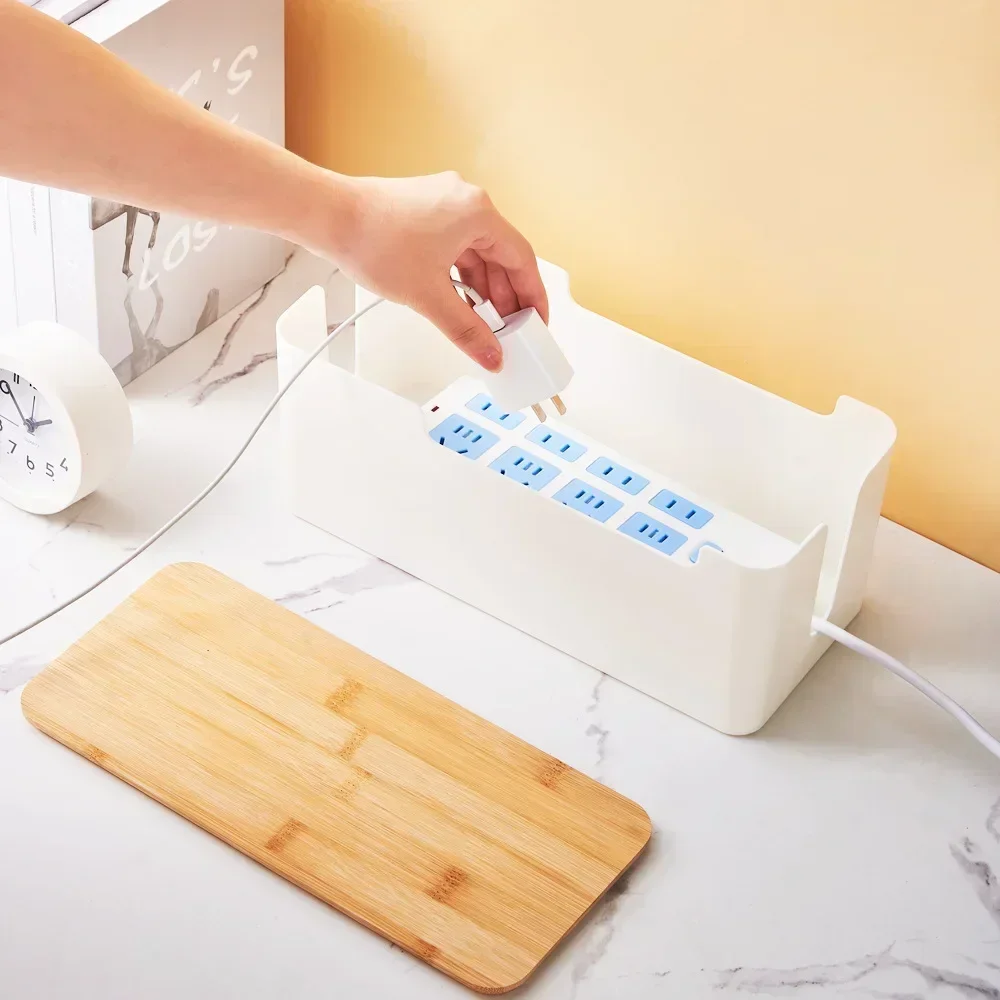 Wooden Cable Management and Storage Organizer Box