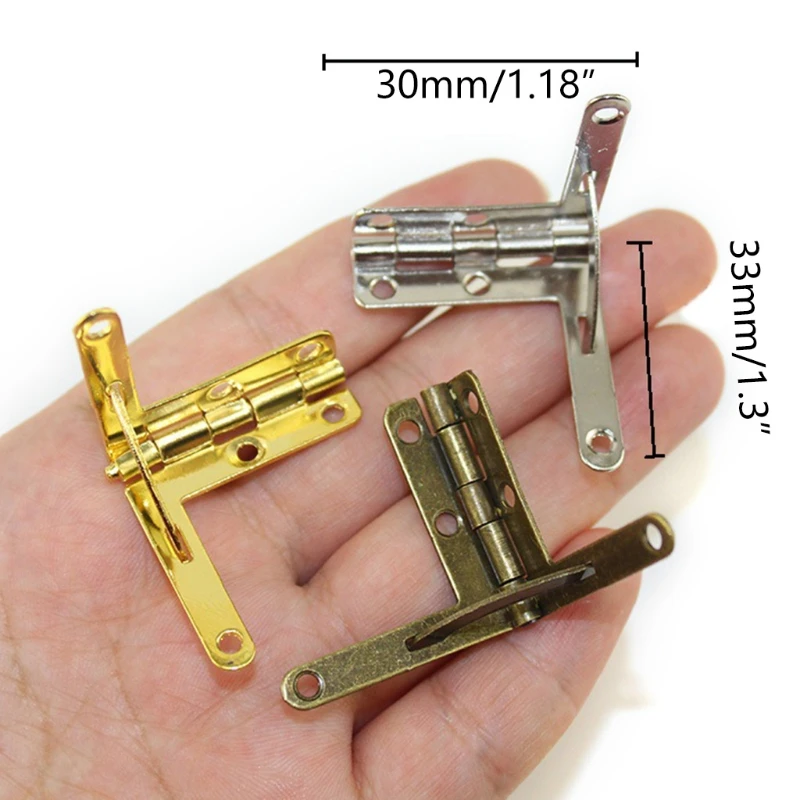 10Pcs Antique Lid Support Hinge Frame Jewelry Wine for Case Wooden Cigar Gift Box Lid 90 Degree Spring Furniture Hardware