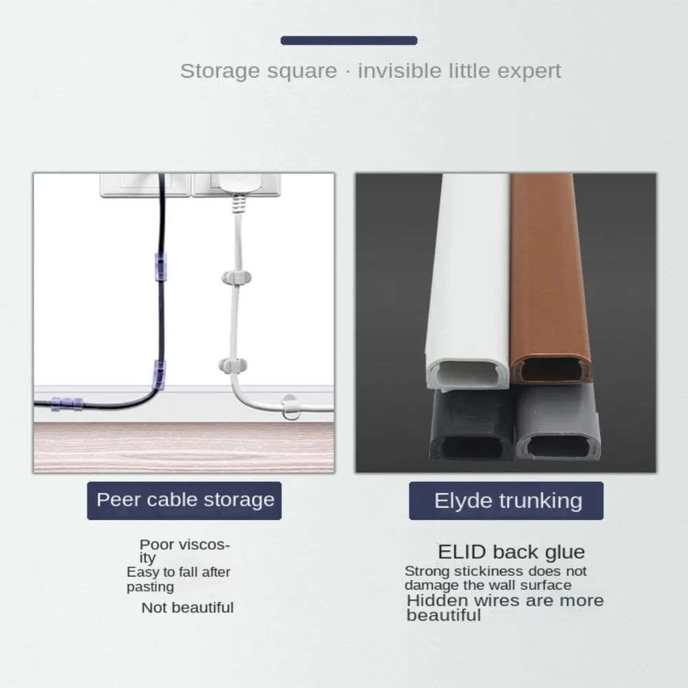 Square Slot Floor Cord Cover Self-Adhesive Cord Protector Extension Wiring Electric Wire Slot Cable Hider Covers Wire Organizer