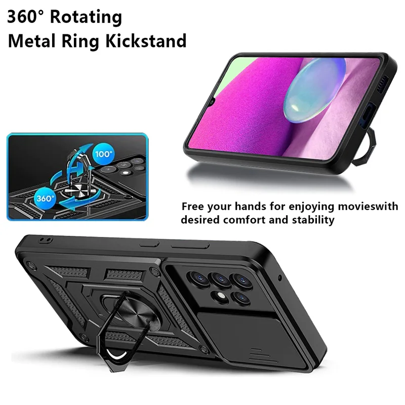 Rugged Military-Grade Protective Phone Case with 360° Kickstand and Camera Cover