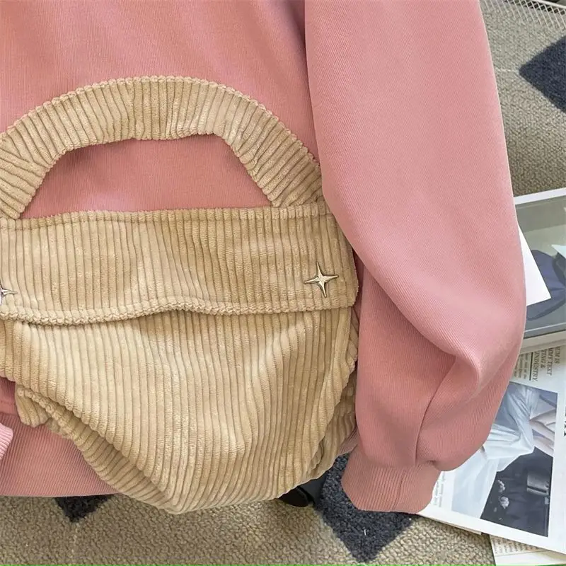 Cute Sweatshirt Autumn Winter Hooded Sweaters Female Clothing Casual Loose All-Match Fashion Drawstring Commute
