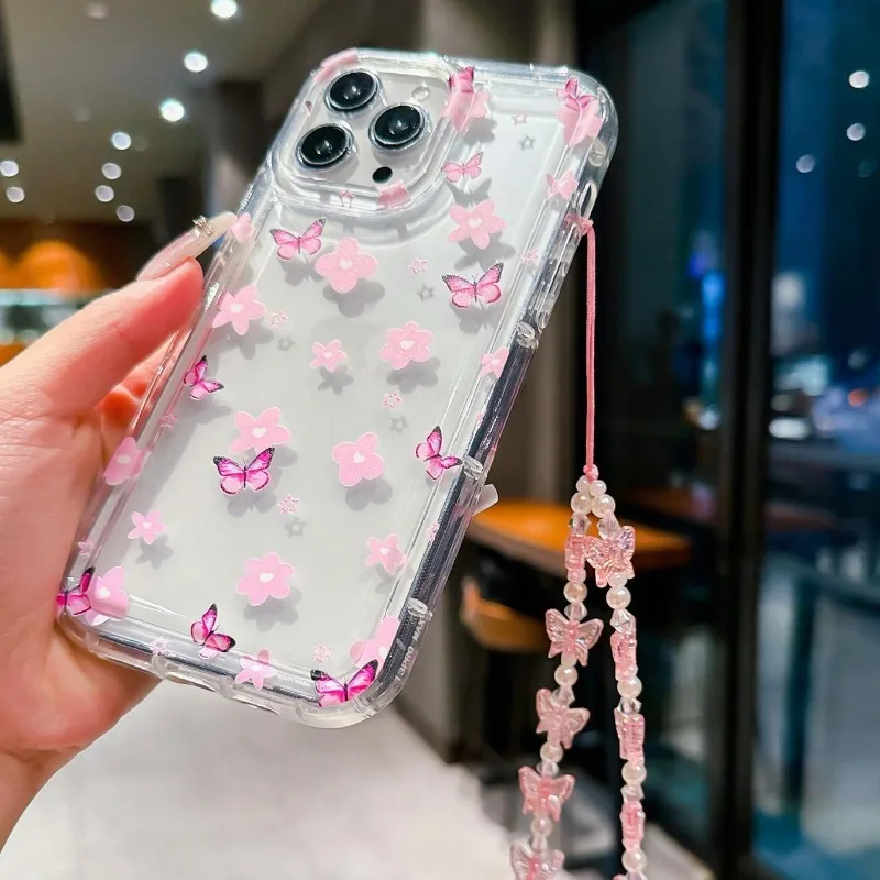 Elegant Transparent Butterfly Flower Phone Case - Soft Protective Cover