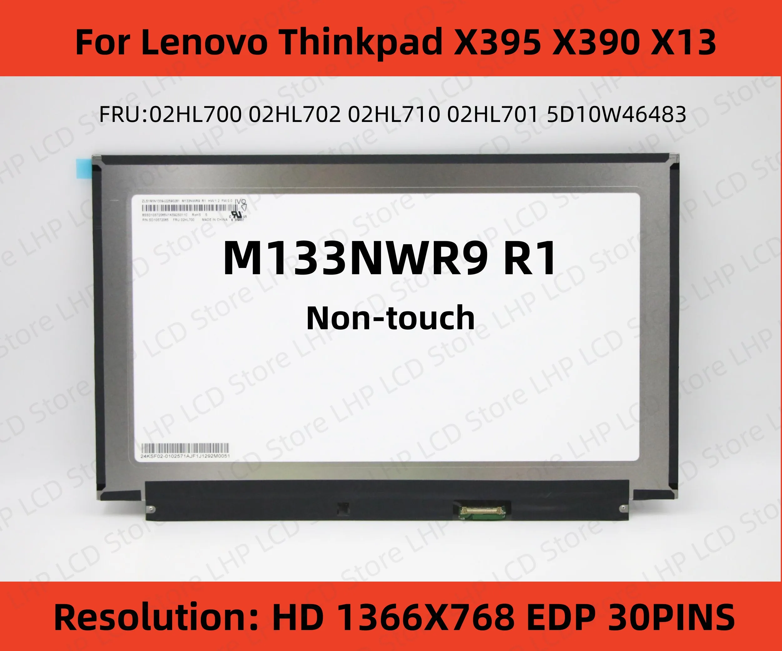 New Original For Lenovo Thinkpad X395 X390 X13 Lcd Screen Hd 02hl700