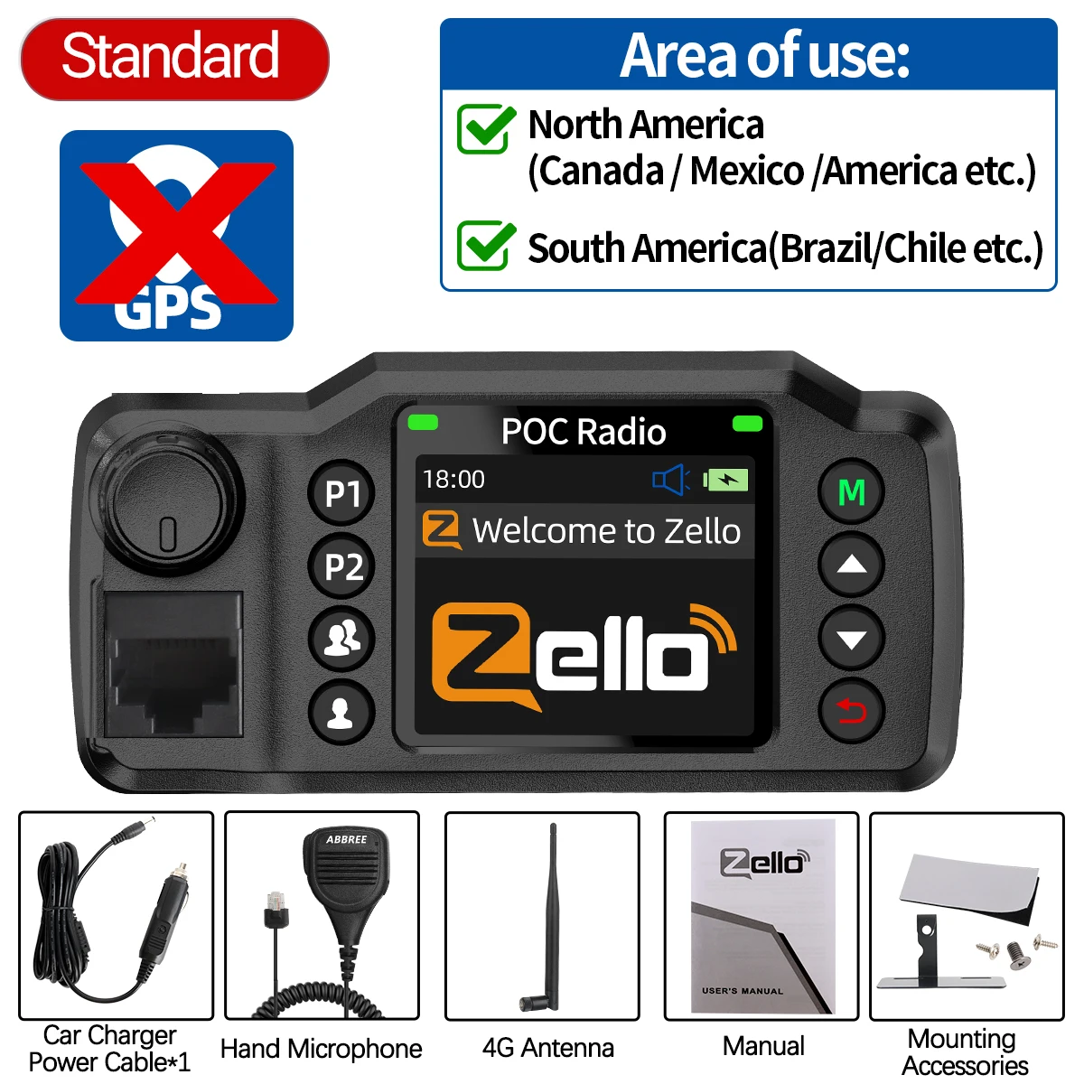 ABBREE GP-8900 Plus Network Car Walkie Talkie Zello Global