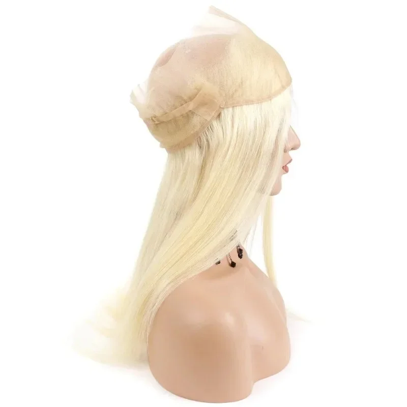 613 Blonde 360 Lace Frontal Closure Human Hair Straight Hair Transparent Lace Frontal 16-20 Inch 613 Pre Plucked