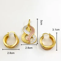 Ensemble de bijoux plaqués or 18 carats, usage quotidien, dubaï, boucles d'oreilles de luxe, collier pendentif avec chaîne, cadeaux de mariage pour mariée africaine 6