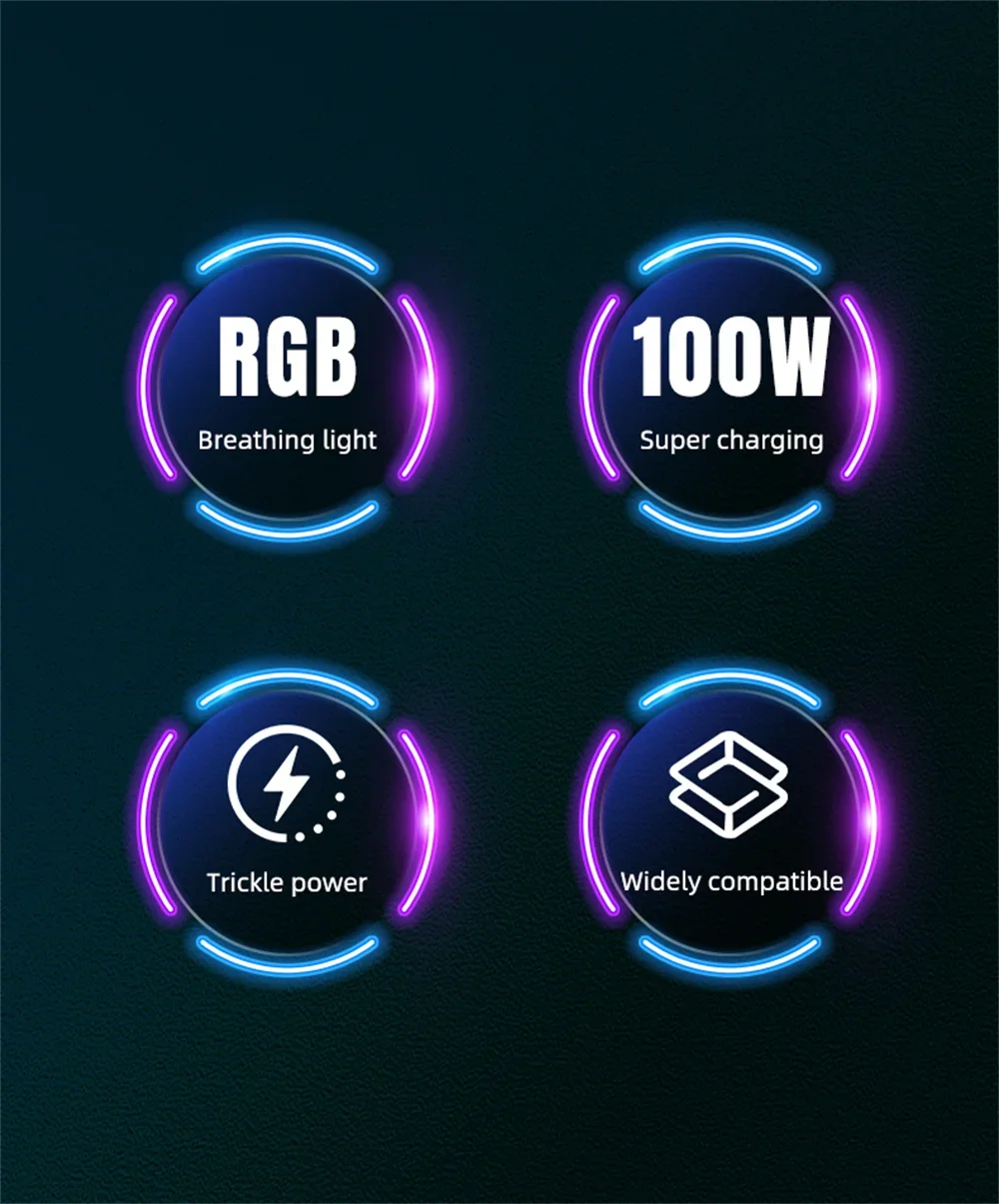 USB Type C Cable 100W 5A Super Fast Charging USB C to USB C Data Cord For iPhone Samsung Xiaomi Quick Charge Phone Charger Cable