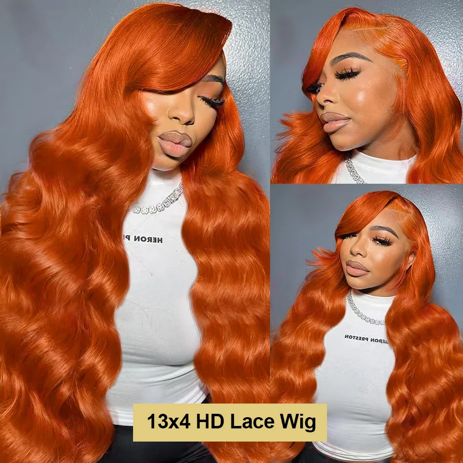 Human Hair Wig human hair wig 30 40 Inches Orange Ginger Body Wave 13x4 HD Transparent Lace Frontal Wig 13x6 Lace Front Human Hair Wigs Glueless Ready To Go