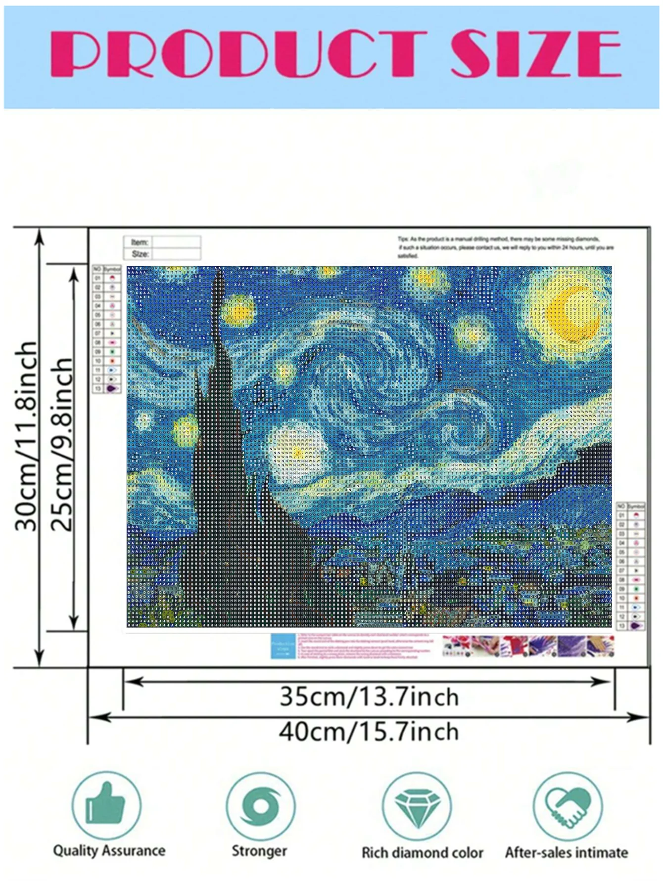 DIY Round Diamond Handmade Diamond Painting Landscape Van Gogh's Starry Sky Pattern Decorative Painting Set, diamond painting, painting set