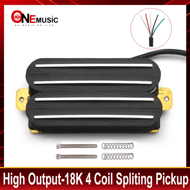 High Output-18K Coil Spliting Pickup In Ceramica Pickup A Quattro Bobine Pickup In Metallo Pesante Tipo Di Binario Pickup Nero